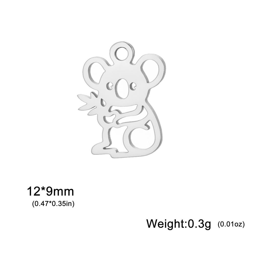5pcs/Lot Stainless Steel Cute Animal Charms For Jewelry Making Cat Squirrel Bee Owl Elephant Koala Pendant DIY Accessories