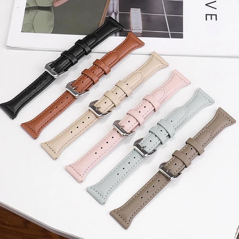 20mm 22mm Straps For Samsung Galaxy Watch 6/5/5 Pro/4 Classic/active 2 Sport Slim Leather Bracelet Huawei Watch GT 4-2-2e-3 Band
