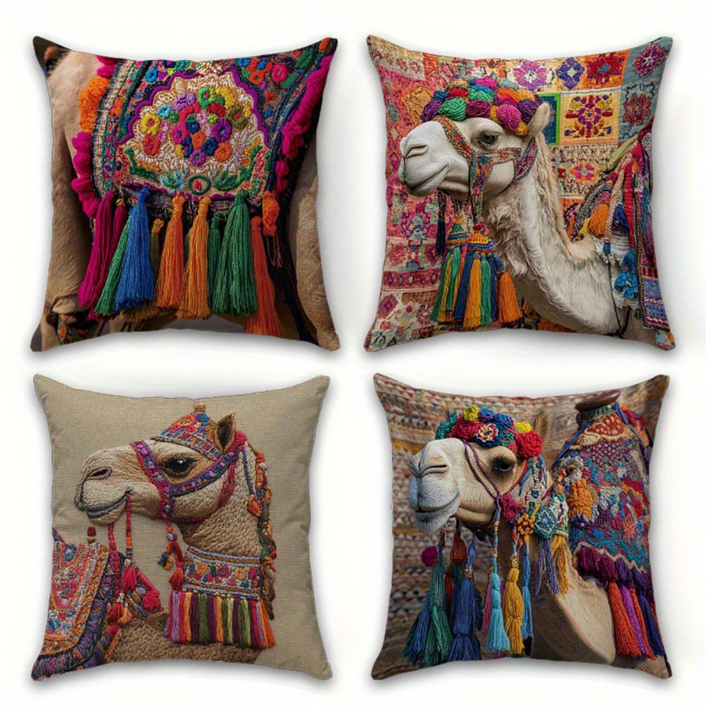 1/4pcs Colorful Camel-Patterned Pillowcases Sofa cushion cover home bedroom room decoration