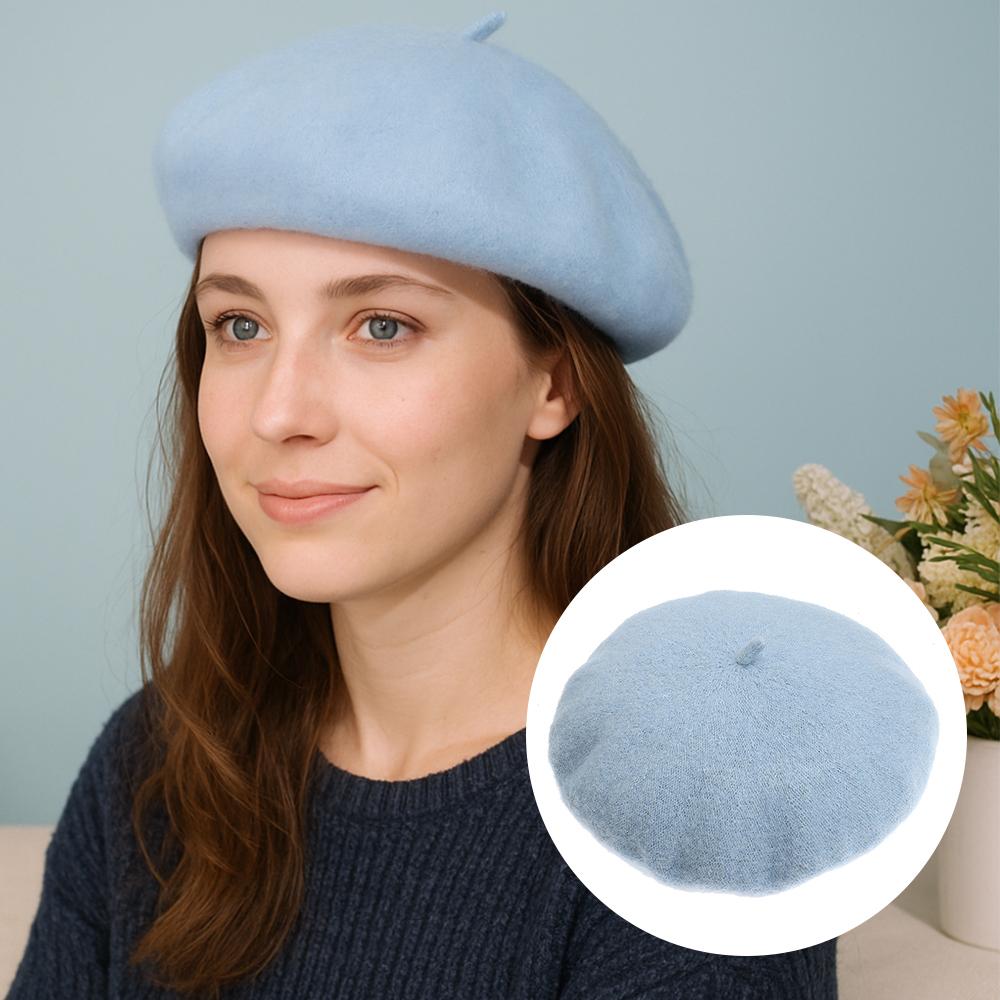 French Beanie Baggy Flat Cap Hat Wool Beret Cap Felt Berets Autumn Beret Hat