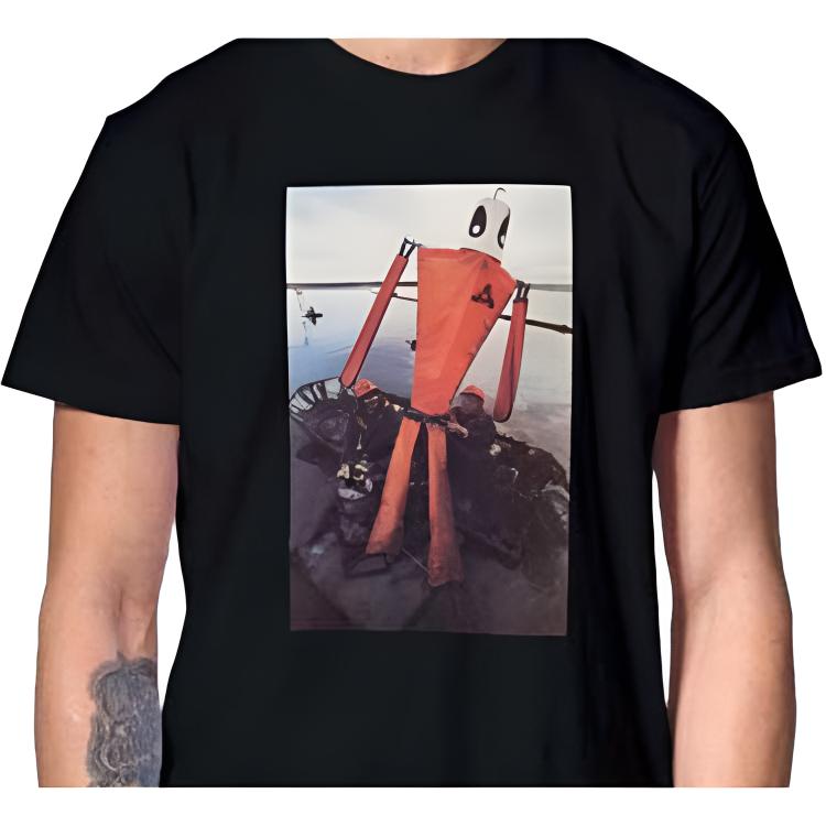 Palace Slick T-Shirt With Oil Painting Robot One Piece Peibo Print Short Sleeve Men Tops Black P16TS077