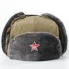 Winter Warm Military-Style Earflap Hat Men Women With Embroidered Soviet Emblem Windproof Outdoor Cap