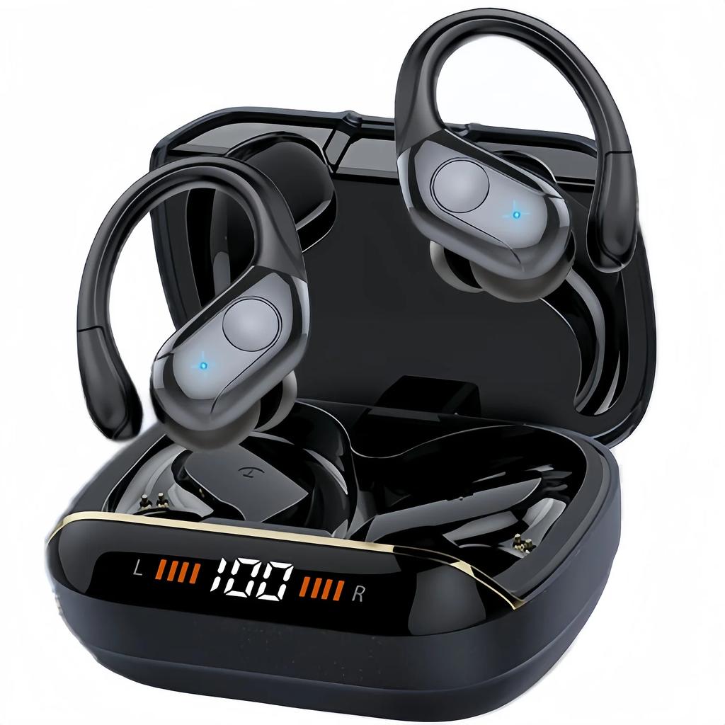 Kabellose Noise-Cancelling-Ohrhörer, Bluetooth 5.4 Kopfhörer, Stereo-Kopfhörer, Sport-Ohrhörer mit Ohrbügeln, für Sport, Laufen, Fitnessstudio