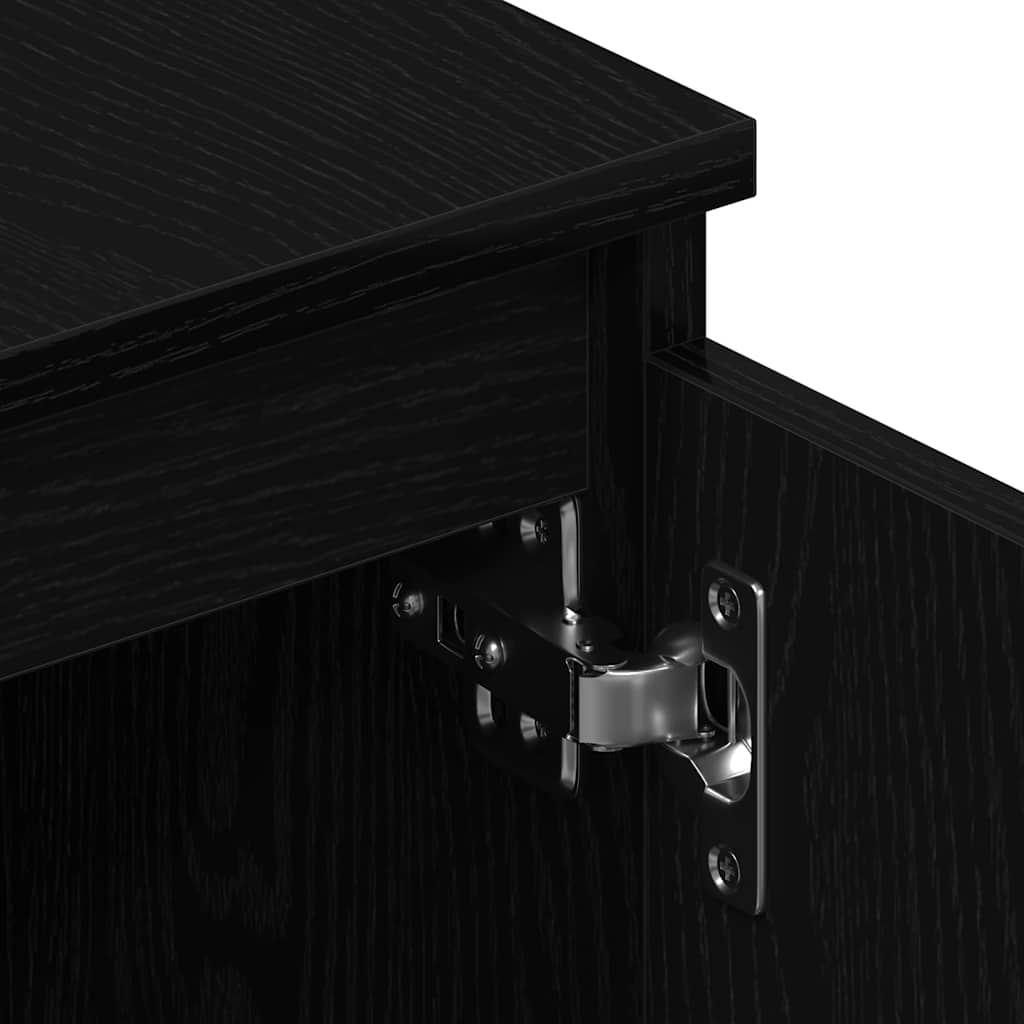 TV Stand Black Oak Effect 140 x 40 x 36 cm Engineered Wood