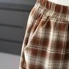 Elegant Spring Suit Set for Middle-Aged Women: Long Sleeve Top & Plaid Trousers Two-Piece.