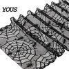 Seasonal Event Tablecloth Cobweb Lace Table Runner, Black Spider Web Gothic Runner for Halloween Dining Table, Holiday Home Decor Creepy