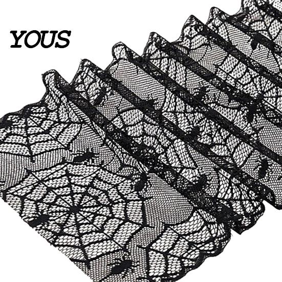Seasonal Event Tablecloth Cobweb Lace Table Runner, Black Spider Web Gothic Runner for Halloween Dining Table, Holiday Home Decor Creepy