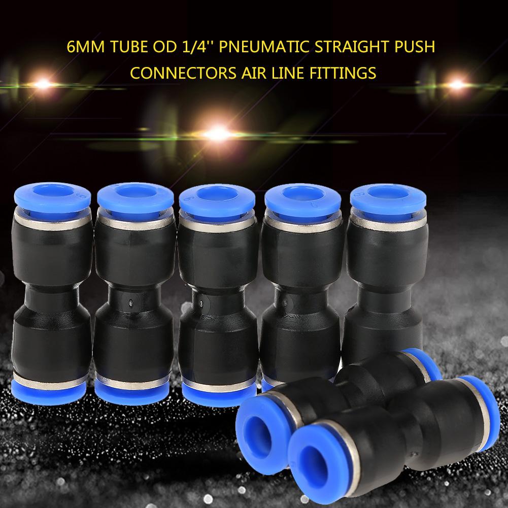 20 stuks 6 mm Buis OD 1/4 Pneumatische Rechte Push-Connectoren Luchtleiding Fittingen