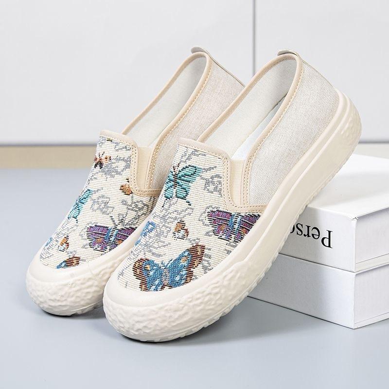 Old Beijing cloth shoes summer new women's flat-soled canvas casual fashion student high-heeled soft-soled shoes