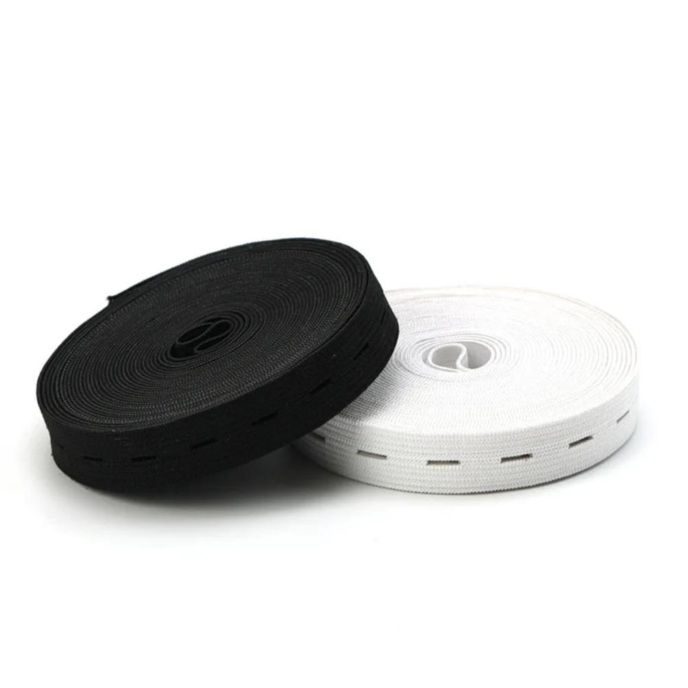 DIY Varró kellékek 15mm 20mm 25mm Gomblyuk gumiszalag Fehér Fekete Gomblyuk Nadrág Derék Állítható 1méter