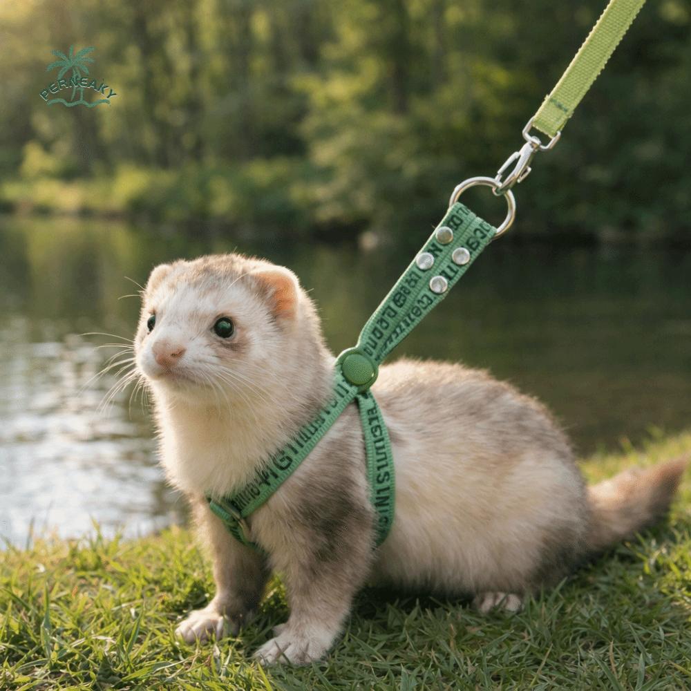 Portable Adjustable Rabbit Towing Rope Escape Proof Soft Guinea Pig Harness Comfortable Ferret Harness Leash Travel