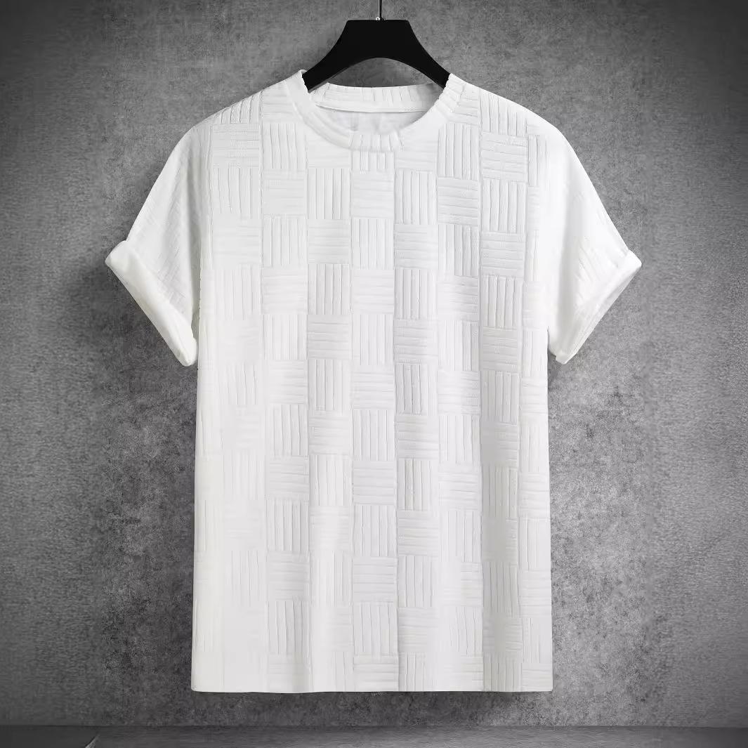 

Новая футболка с коротким рукавом, круглым вырезом, облегающего кроя, из махровой ткани, в стиле персонализированной футболки, повседневная базовая футболка для мужчин XXL белый