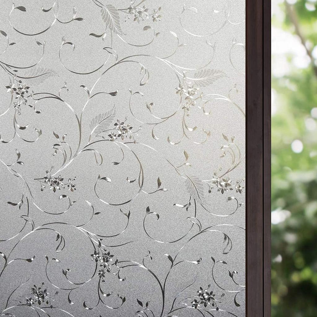 Privacy Patterned Frosted Window Film for Glass Lace Decorative Opaque Static Cling Vinyl Self-Adhesive Window Sticker for Home