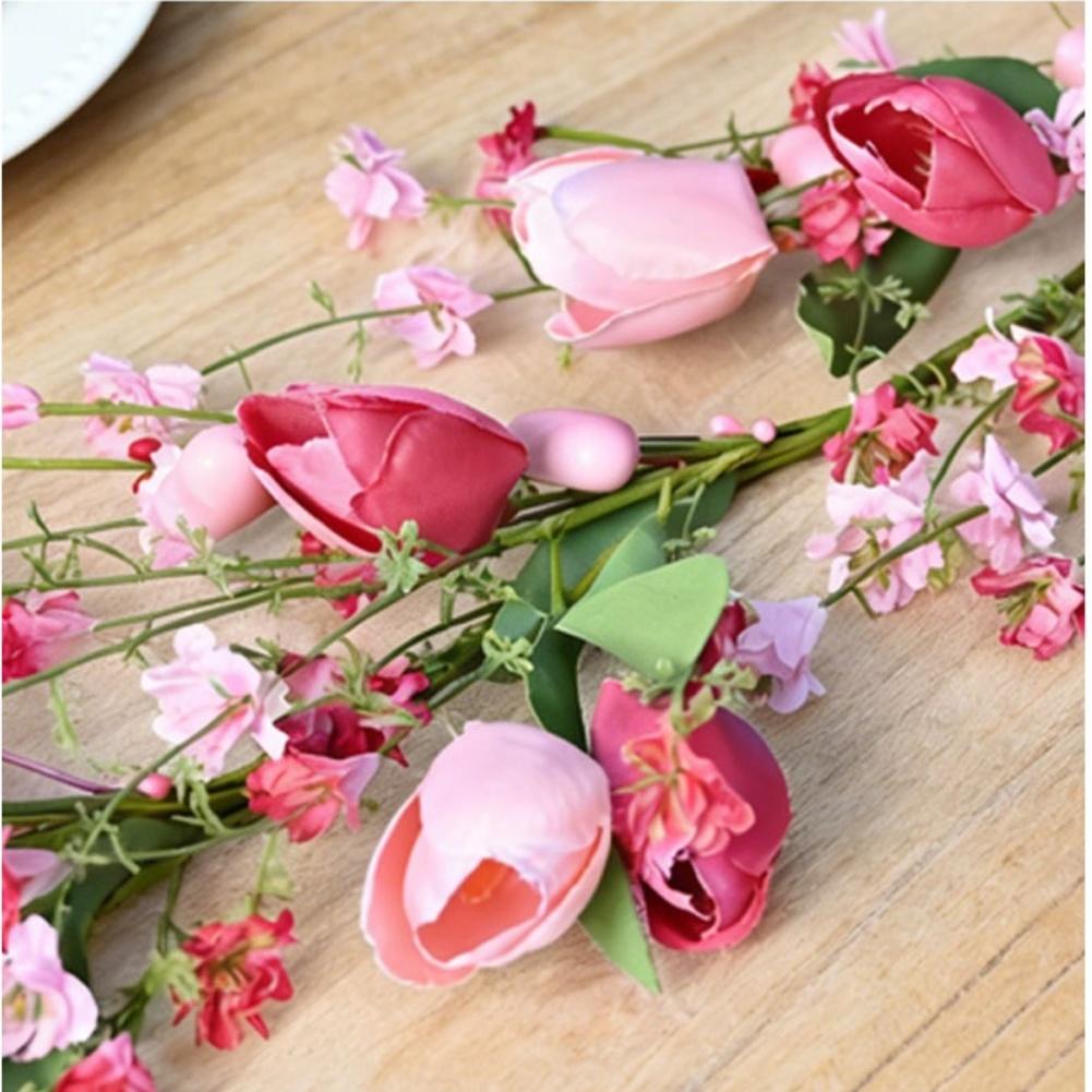 Artificial Tulip Vine with Leaves Pink Plastic 160cm for Wedding Party Holiday Home Office Decorations Outdoor Use