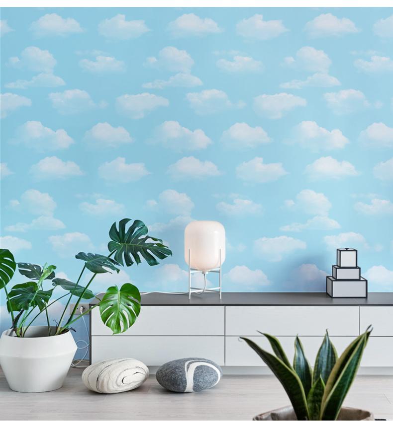 Blue Sky and White Cloud Wallpaper Home Decor Kids Bedroom Wall Paper Roll for Kindergarten Walls Nursery