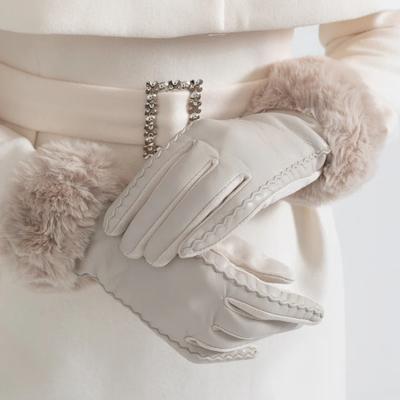 Guantes de piel vegana con puños de piel para mujer