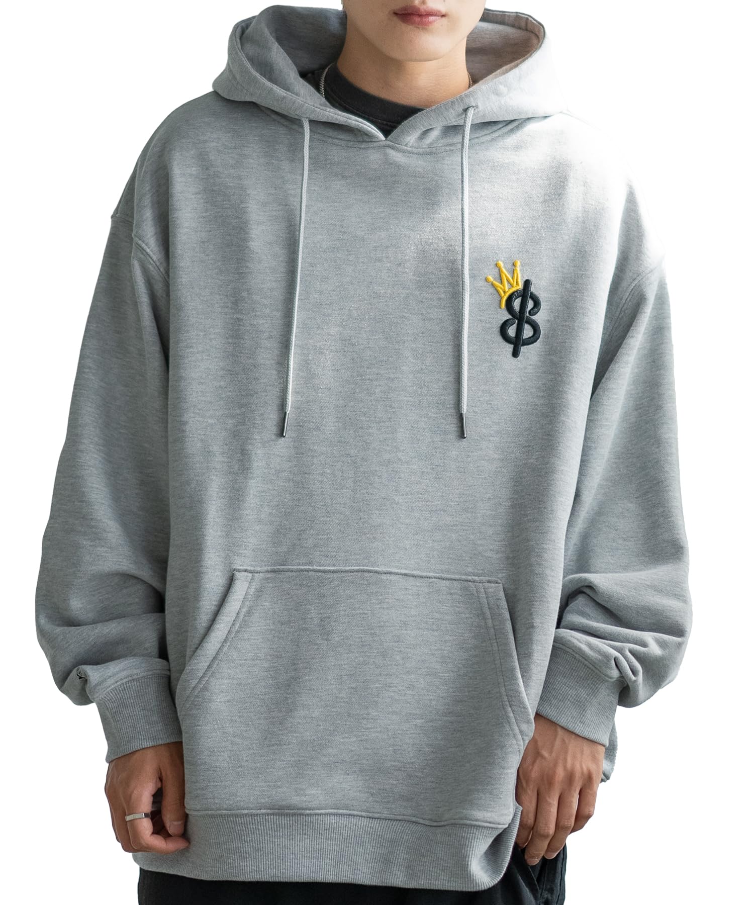

IMPROMES Men s SIDEWAYSTANCE Hoodie with Thick Embroidered Crown S Logo and Fleece Pullover, Heather Gray
