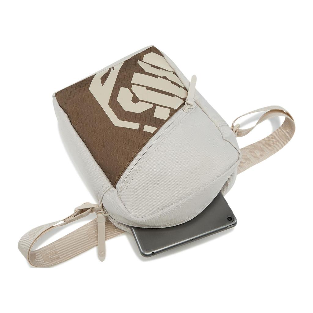 New LiNing Polyester Shoulder Bag, Crossbody Bag Unisex Oat Gray & Brown ABDU201-2