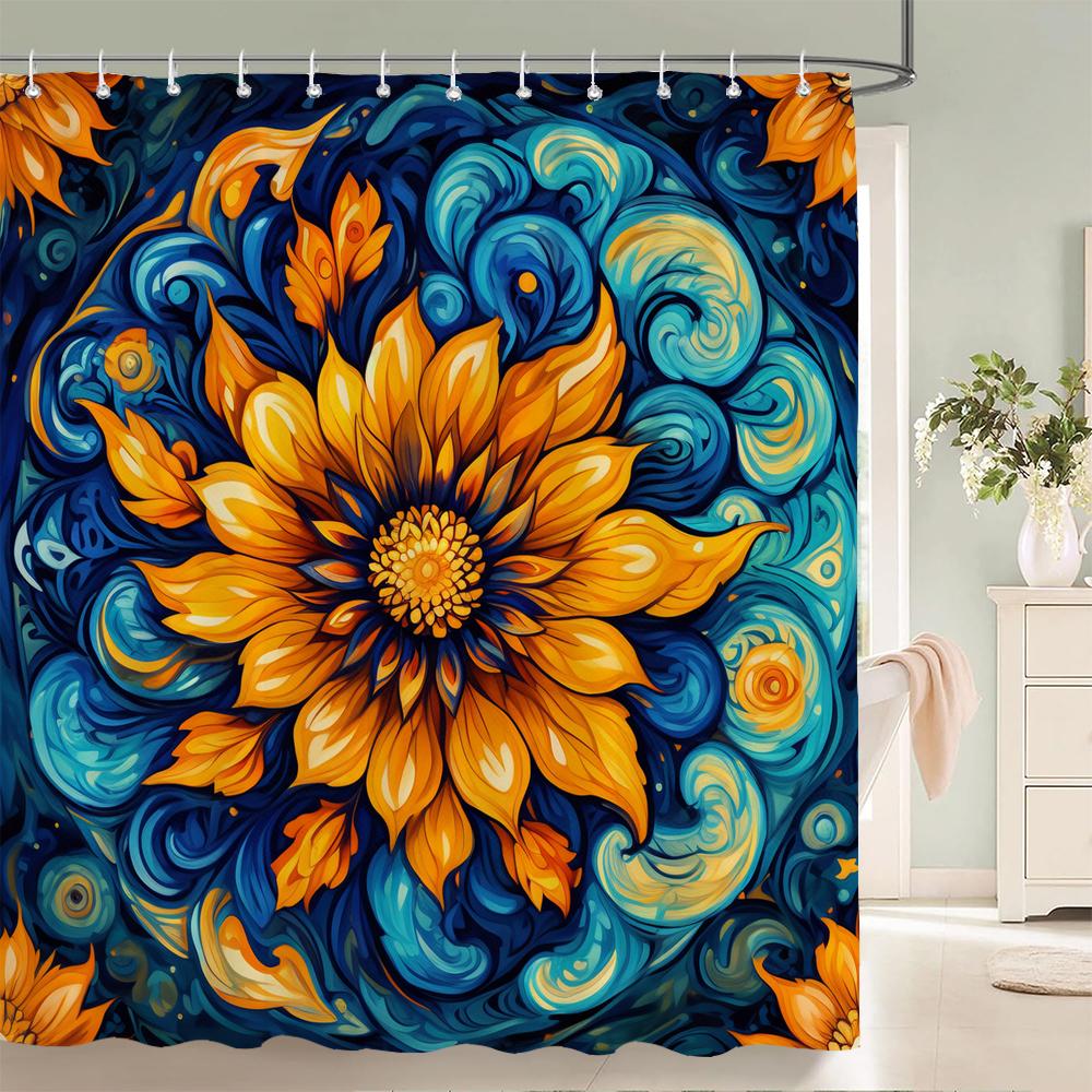 

Floral Shower Curtain Flower Fabric Cloth Shower Curtains For Rustic Vintage Bathroom Decor Spring Plant Shower Curtains W60H190(CM)-1 Pcs