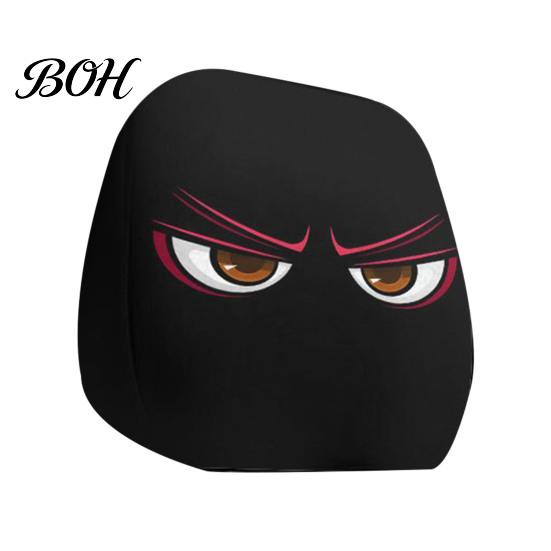 Protective Auto Headrest Protectors Halloween Car Cover, Scary Pattern Print Stretchable Universal Fit Interior Decor Protector, Breathable Polyester