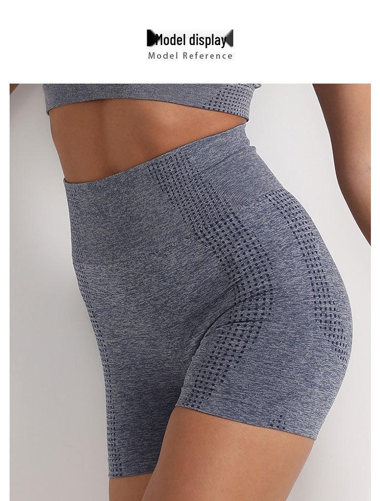 Summer High-Waisted Seamless Yoga Shorts for Running and Fitness