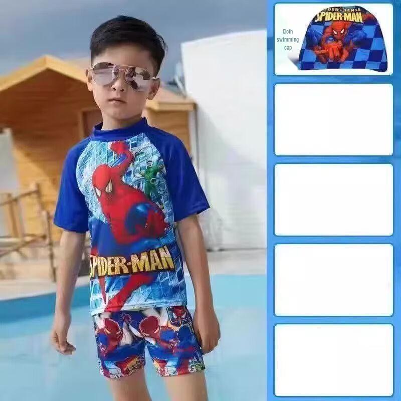 Boys' Cartoon Character Swimsuit Set with Hat