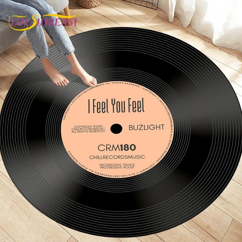 Classical Music Vinyl Record Round Rug,Carpets for Living Room Chair Decoration,Children's Play Crawling Soft Non-slip Floor Mat