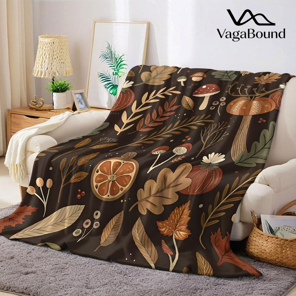 Autumn Harvest Ditsy Printed Blanket Suitable for Sofas Beds Offices Travel Camping Chairs Warm Plush Blanket