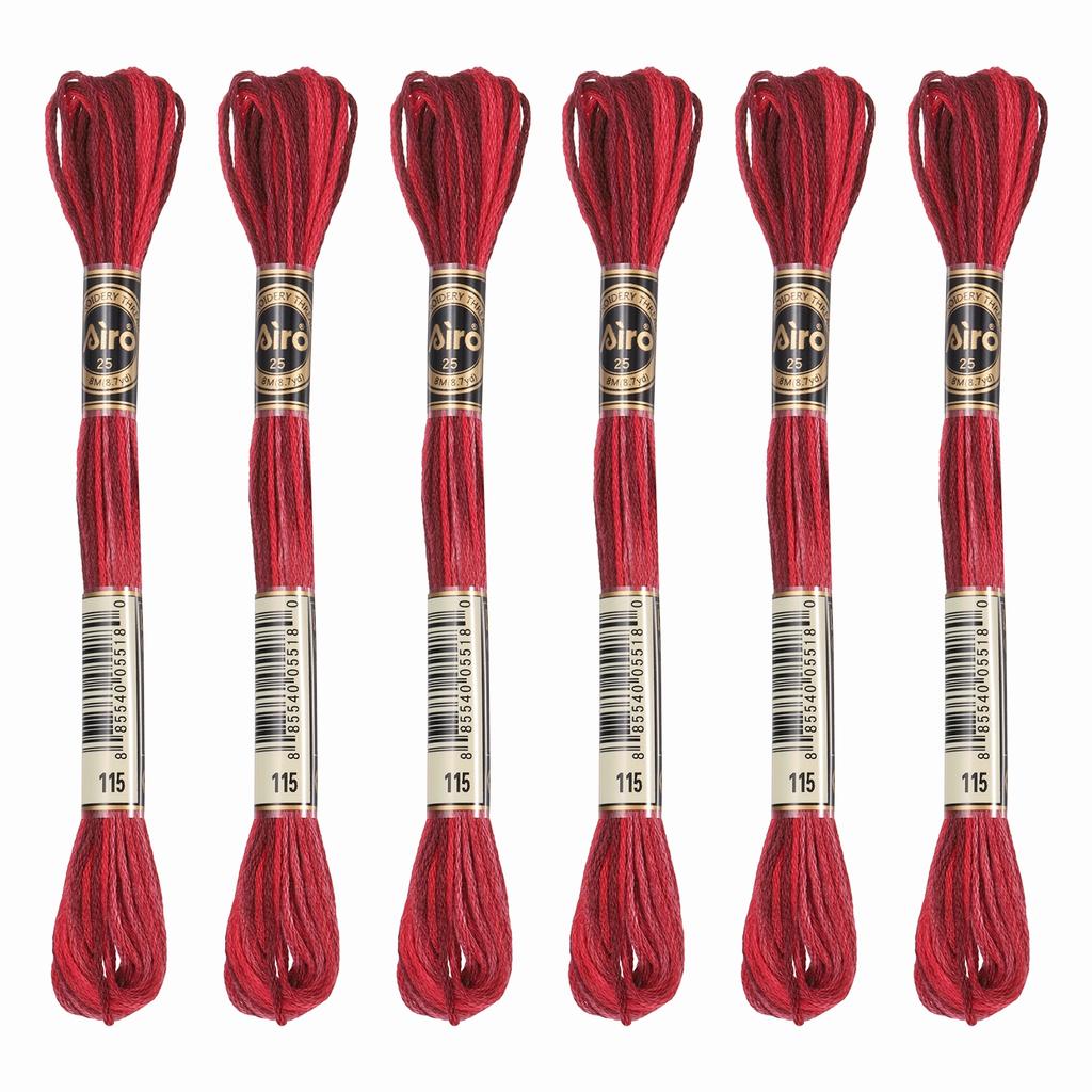 6 Skeins Embroidery Floss, Gradient Colors Polyester Embroidery Threads Bracelets String for Cross-Stitch Hand Embroidery