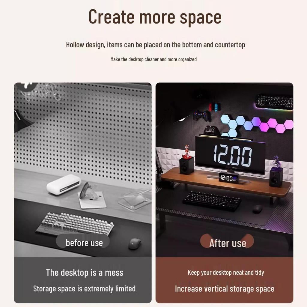 Desktop Monitor Riser Stand & Storage Shelf for E-sports or Office Desk Display