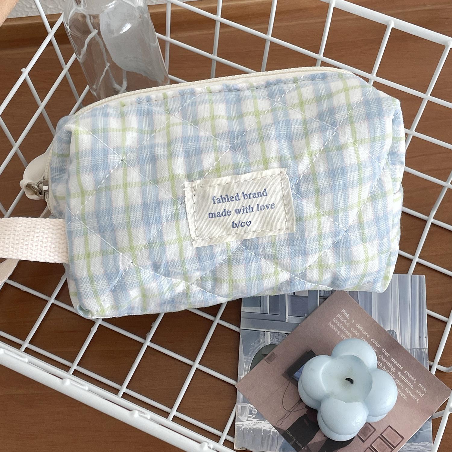 

Vintage Plaid Women s Storage Bags Large Capacity Cosmetic Bag Make Up Case Soft Cotton Portable Female Clutch Purse Handbags