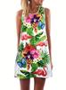 Abstract Floral Print Women's Casual Sleeveless Tank Dress Summer Vacation Casual Attire Fashion Street Wear Y2k Woman Clothing