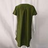 Women's Fashion Summer Loose Skirt Short Sleeve V-Neck Cotton Linen Dress