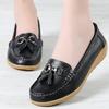 Echtes Leder Damen Flats Fashion Casual Damen Schuh Mokassins Schuhe Frau Slip On Flache Schuhe Schwarze Damenschuhe Übergröße