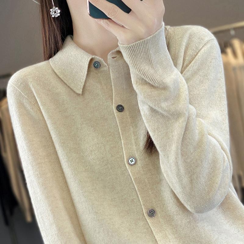 Women's Cashmere Cardigan Qinghe Cashmere 30% Cashmere 70% Wool Women's Autumn and Winter Cashmere Cardigan Soft and Warm