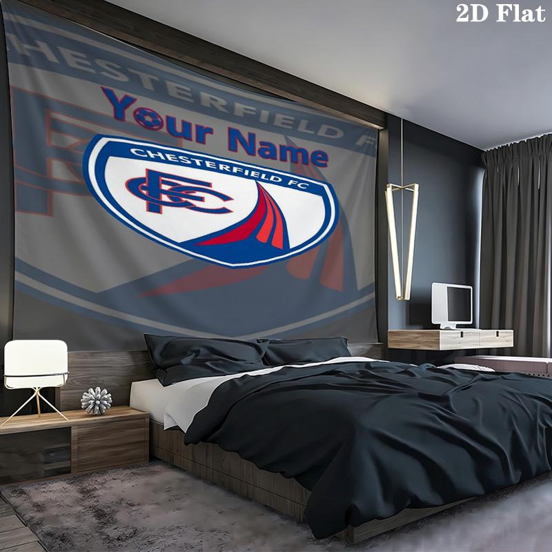 Chesterfield Fc Crest Custom Name Wall Tapestry Aesthetic Wall Hanging Printed Fabric Blanket Decorative Tapestries For Bedroom Living Room Home Decor