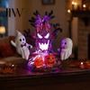 Creative Gothic Style Night Lamp Animated Seesaw Ghost Light, USB Powered 3D Cute LED Small Light for Hallway with Spooky Tree And Pumpkin Design,