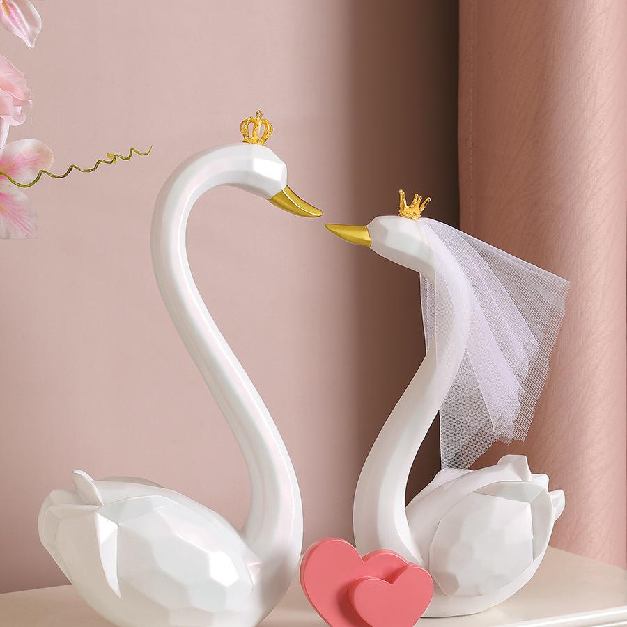 Schwan-Figurenpaar Hochzeitsgeschenke, Raumdeko & Geschenke für Frischvermählte oder beste Freundin Braut
