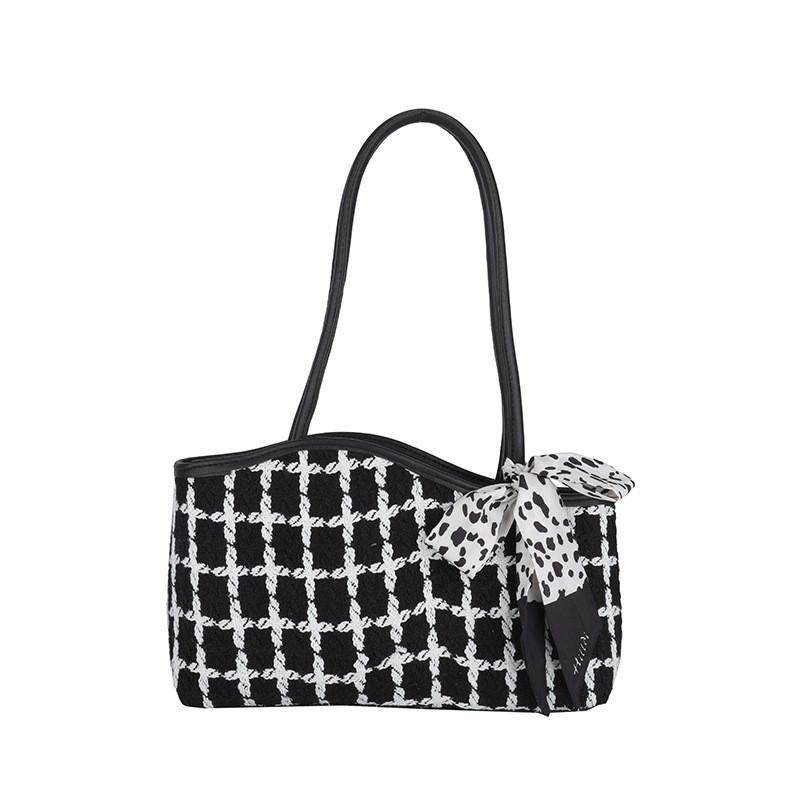 Trendy Plaid Color Block Shoulder Bag For Women Versatile Everyday Use Stylish Handheld Bag