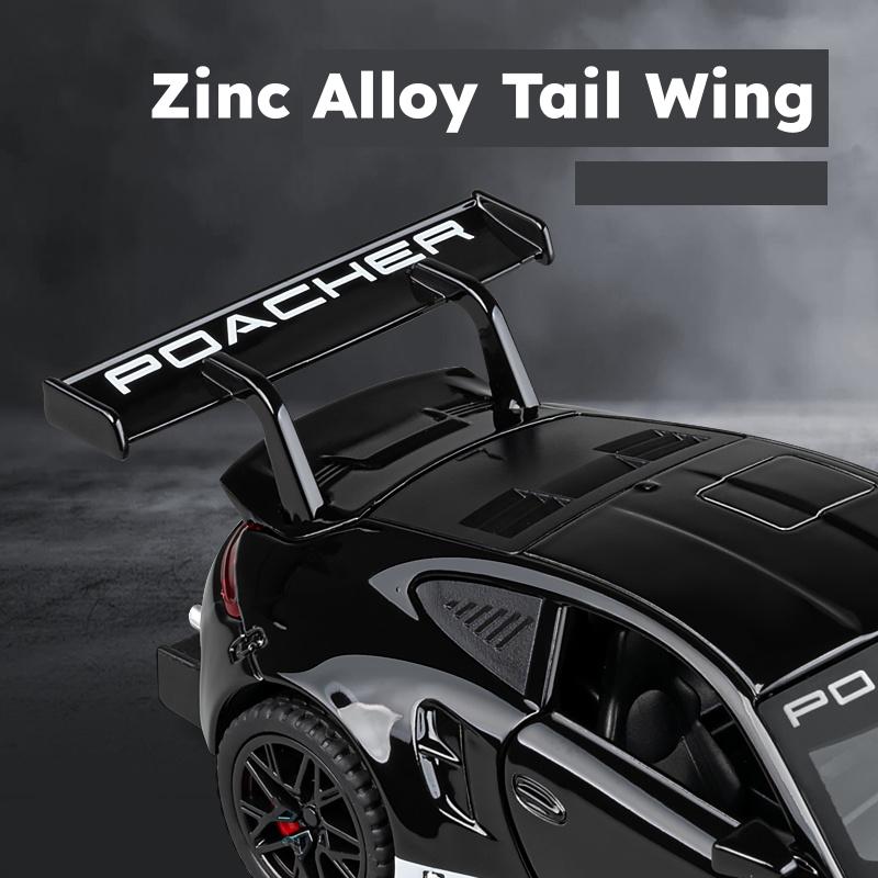 1/32 Porsche 911 GT3 RS Racing Toy Car Model Diecast Metal Rally Miniature Pull Back Sound & Light Collection Gift for Boys Kid