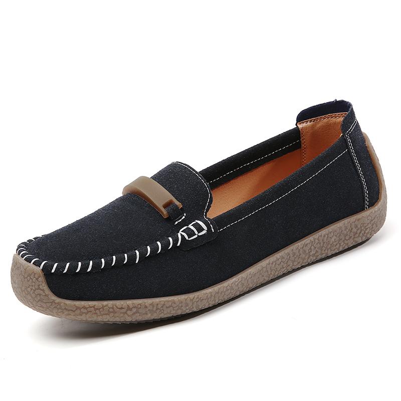 Fashion Women Suede Flats Slip on Soft Sole Walking Shoes Comfortable Low-cut Mother Loafers Casual Daily Shoes Size 35-43