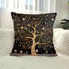 Retro Klimt Inspired Tree Of Life Pillowcase Geometric Pattern Polyester Fabric Decorative Cushion Cover For All Room Types Home