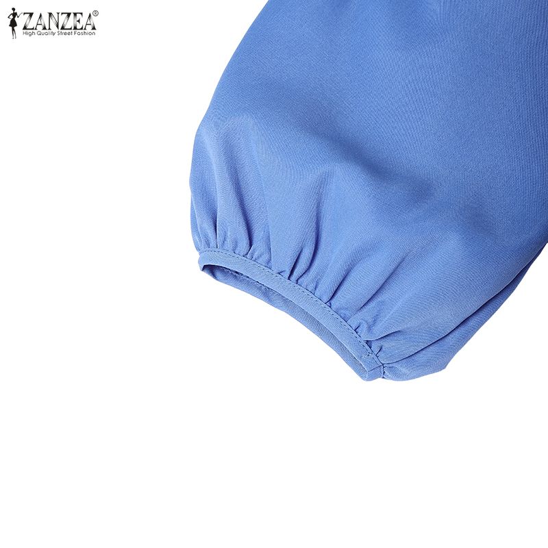 ZANZEA Abito Casual da Donna con Scollo a V, Colore Unito, Manica a 3/4