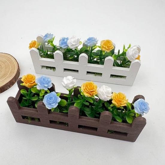Miniatur Blumen Zaun Pflanzkasten Mini Hochbeet Figure Modell 1/12 Maßstab Puppenhaus Feengarten Dekoration Zubehör