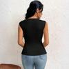 Ladies' Summer Elegant Fashion T-shirt Slant Neck Short Solid Color Top