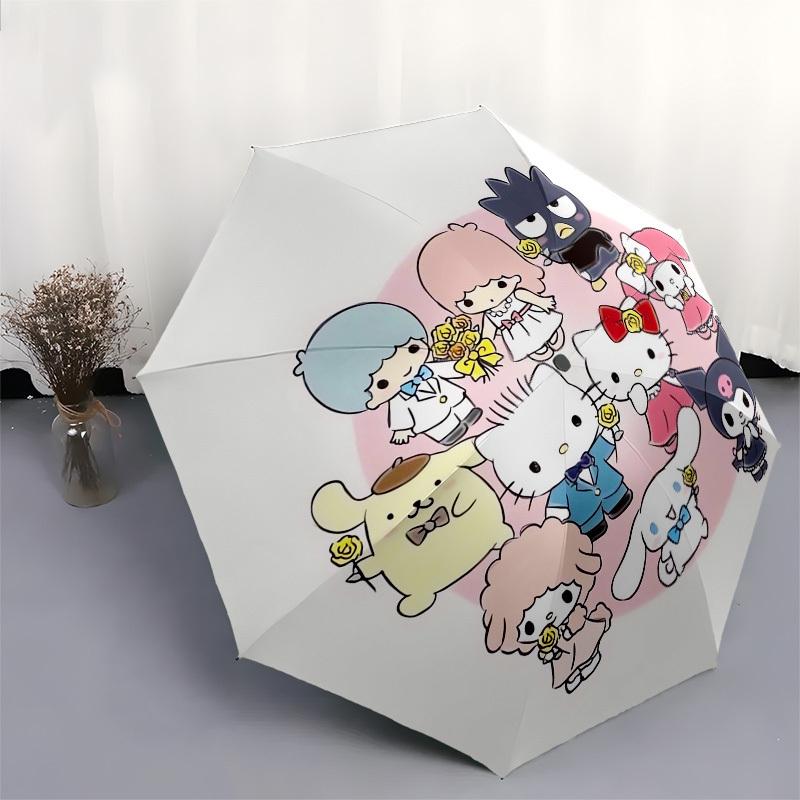 1pc Hello Kitty Characters Group Umbrella with Plastic Handle,Suitable for All Seasons Home Travel Outdoor UmbrellaSanlio311