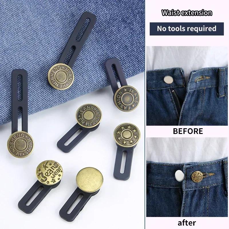 6pcs Jeans Button Extender Universal Pants Extender Button for Women Men Adjustable Elastic Waist Silicone Extender Buckle Set