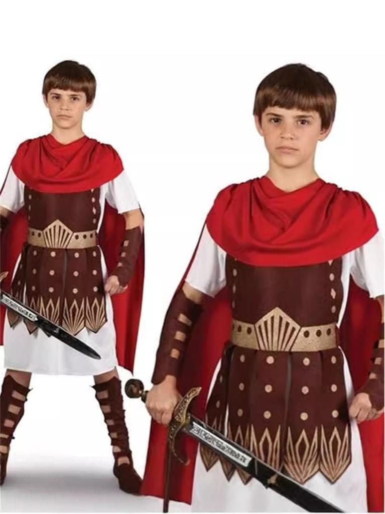 Costume Guerriero Spartano Set Gioco di Ruolo Elmo da Gladiatore Romano Antico Cavaliere Armatura Adulti Bambini Halloween Outfit Cosplay