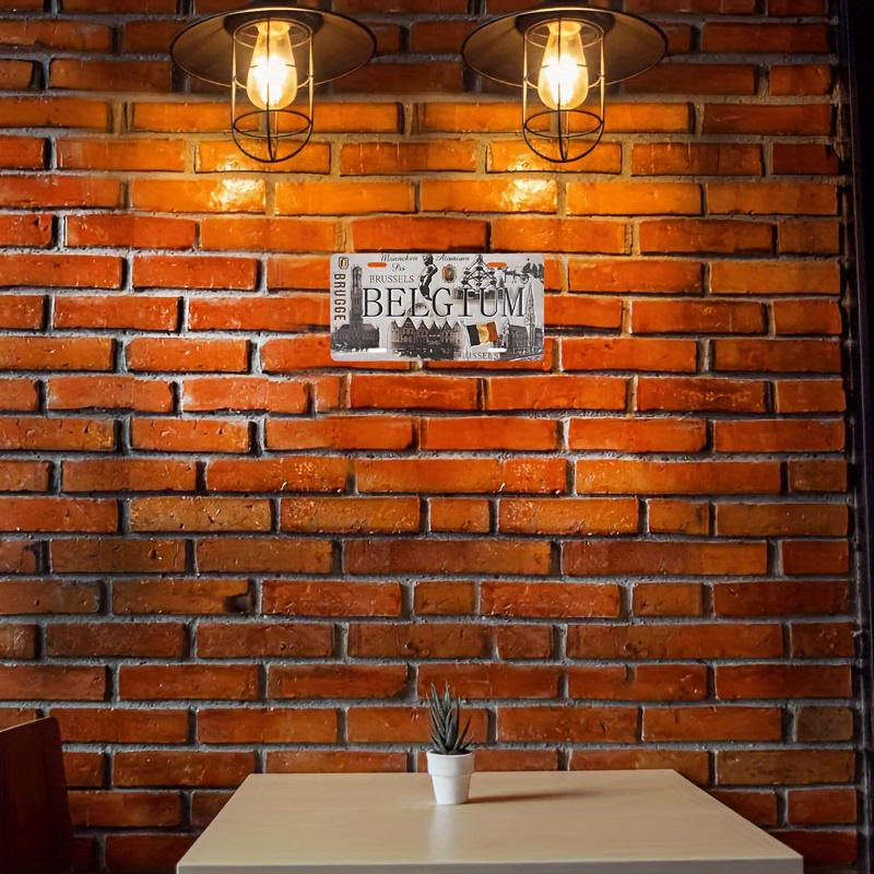 Vintage Brussels Belgium Aluminum License Plate Wall Decor - Retro Cityscape & Flag Design, Corrosion-Resistant Metal Art for