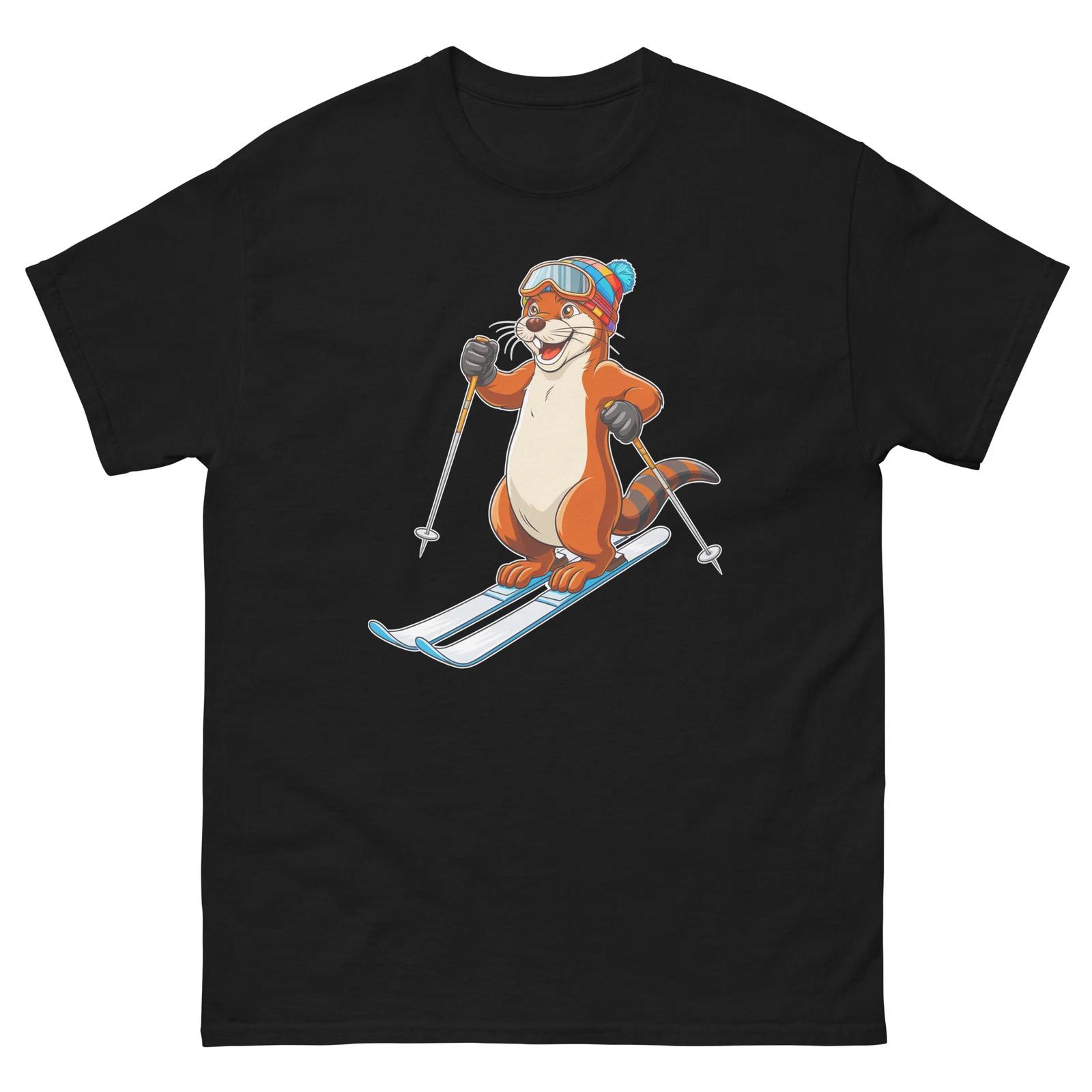 Otter Skiing Skier Fun Cartoon Ski Shirt T-Shirt 3XL